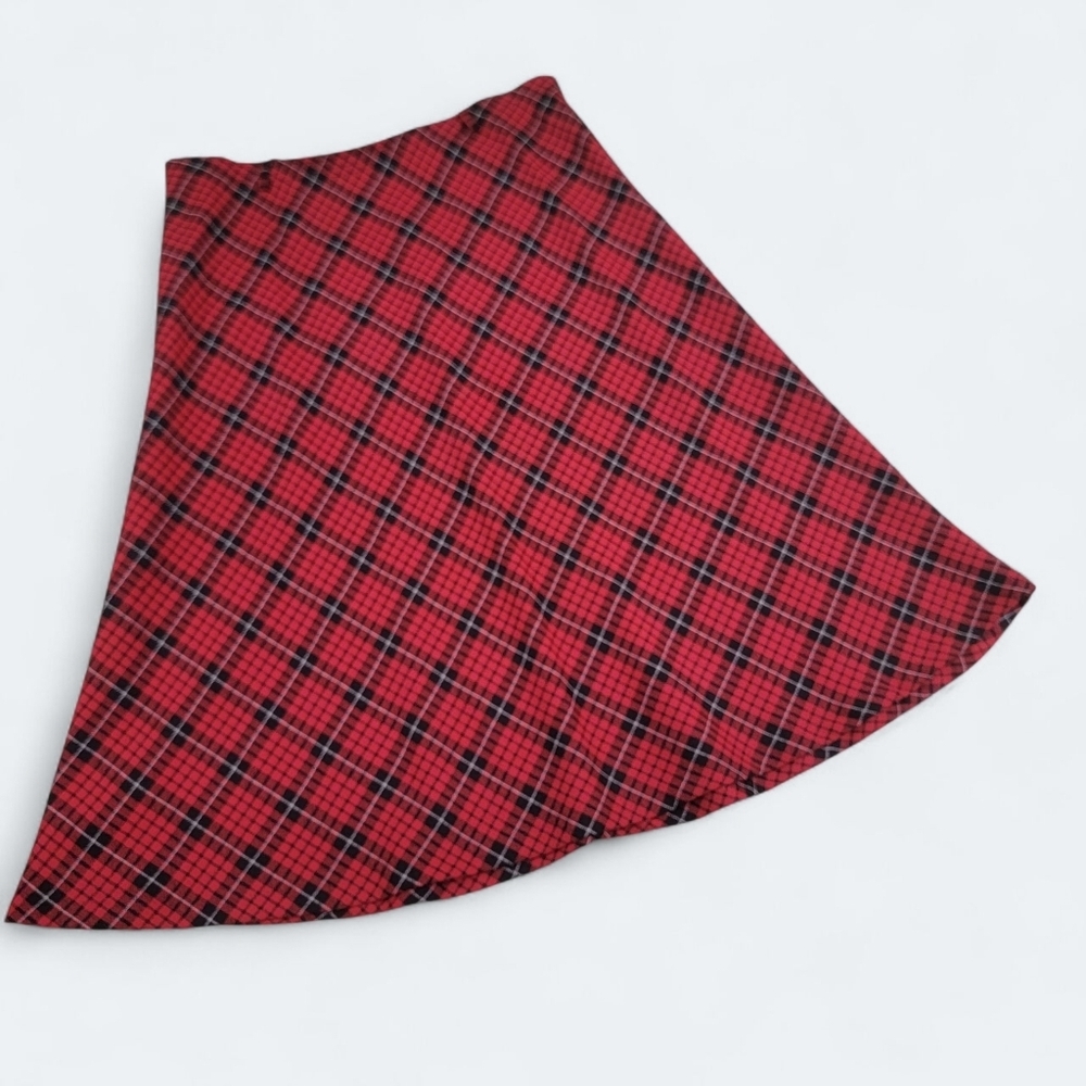 Vintage DonnKenny Plaid Red and Black A-line Skirt Women's Size 8 Christmas